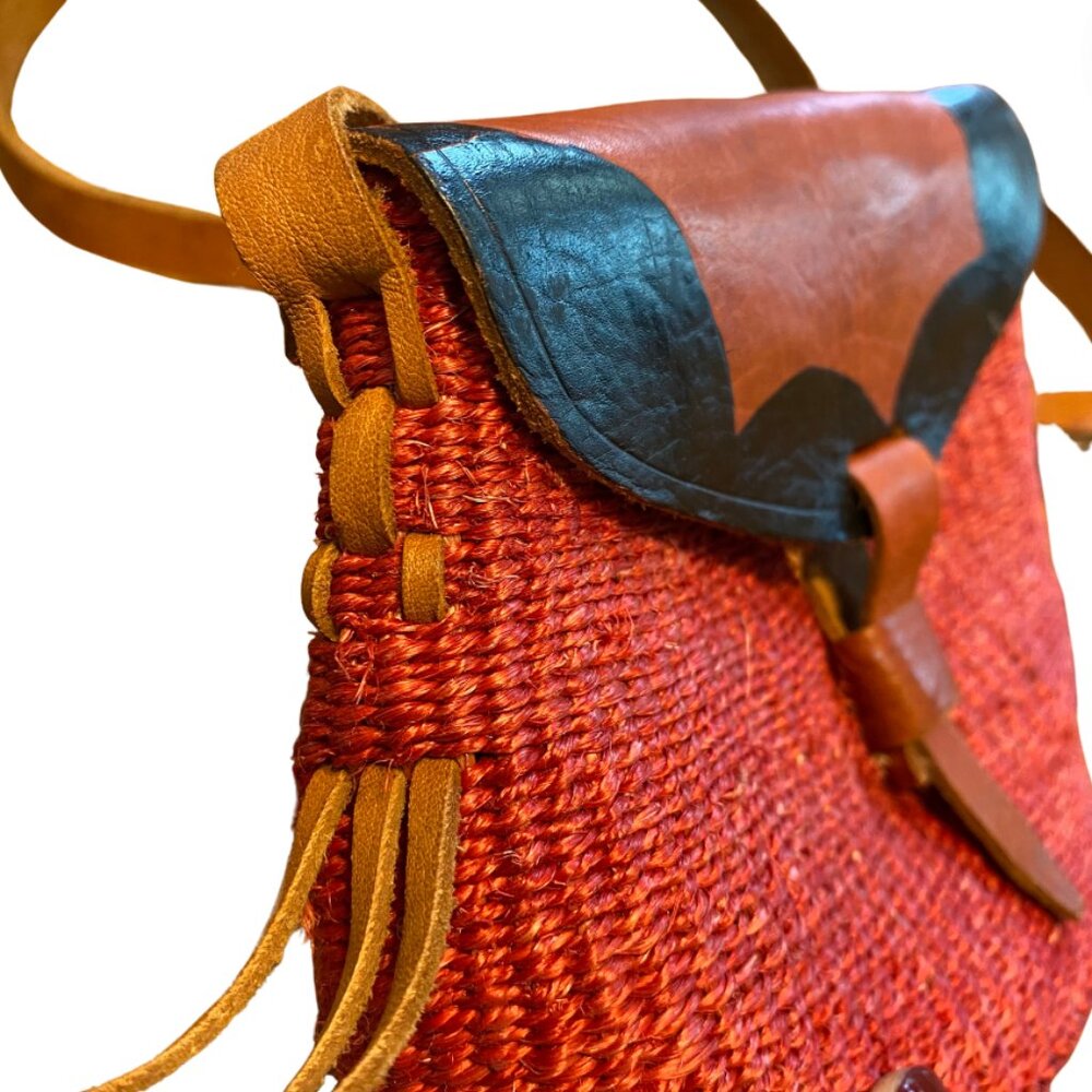 Handmade Red Woven Crossbody Bag